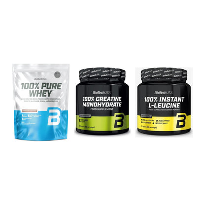 BioTech USA Marken-Trio: 100% Pure + Creatine + 100% Instant – alle enthaltenen Artikel