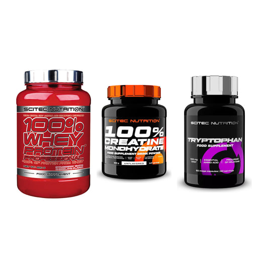 Scitec Nutrition Marken-Trio: 100% Whey + Creatine + 1 weitere – alle enthaltenen Artikel