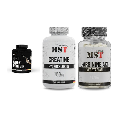 MST Marken-Trio: Best Whey + Creatine HCL + Arginin AAKG – alle enthaltenen Artikel