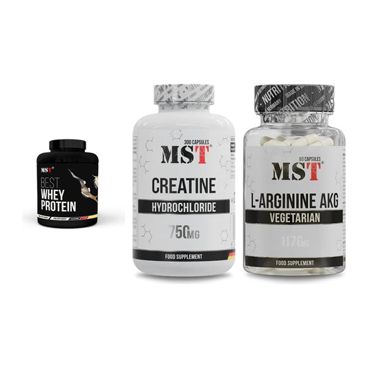 MST Marken-Trio: Best Whey + Creatine HCL + Arginin AAKG – alle enthaltenen Artikel