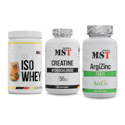 MST Marken-Trio: Iso Clear + Creatine HCL + ArgiZinc Forte – alle enthaltenen Artikel