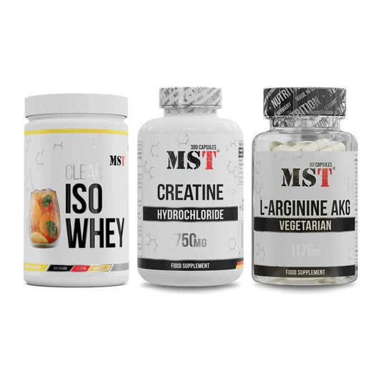 MST Marken-Trio: Iso Clear + Creatine HCL + Arginin AAKG 1178mg – alle enthaltenen Artikel