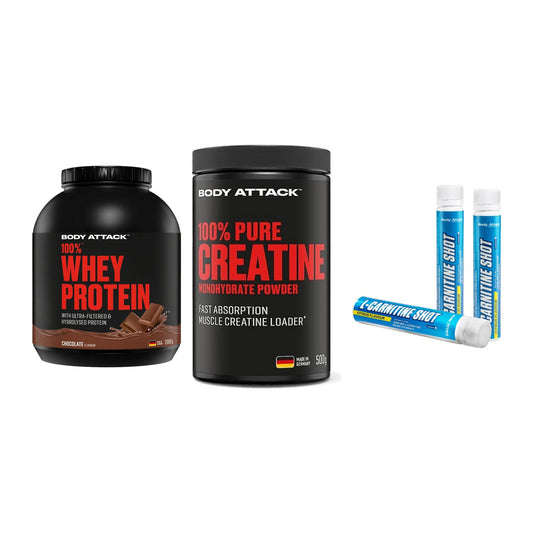Body Attack Marken-Trio: Attack 100% Whey Protein + 2 weitere – alle enthaltenen Artikel
