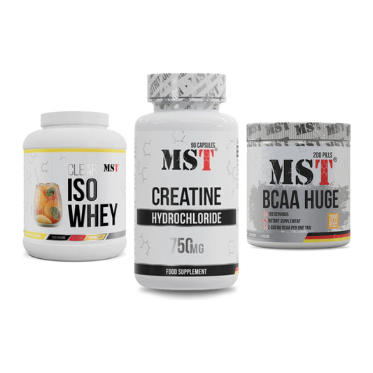 MST Marken-Trio: Iso Clear + Creatin HCL + BCAA Huge 200 – alle enthaltenen Artikel