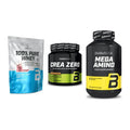 BioTech USA Marken-Trio: 100% Pure Whey + Crea Zero + Mega Amino – alle enthaltenen Artikel