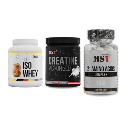 MST Marken-Trio: Iso Clear + Creatin Monohydrate + 21 Amino Acids – alle enthaltenen Artikel
