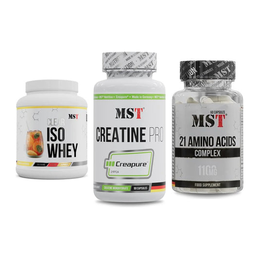 MST Marken-Trio: Iso Clear + Creatine Pro CREAPURE + 21 Amino Acids – alle enthaltenen Artikel