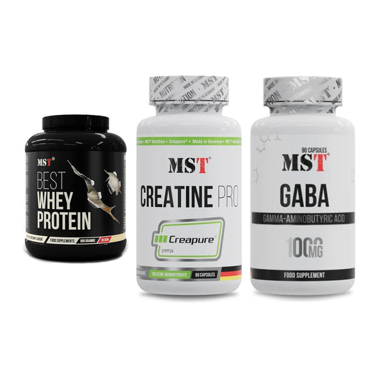 MST Marken-Trio: Best Whey + Creatine Pro + GABA 1000mg – alle enthaltenen Artikel