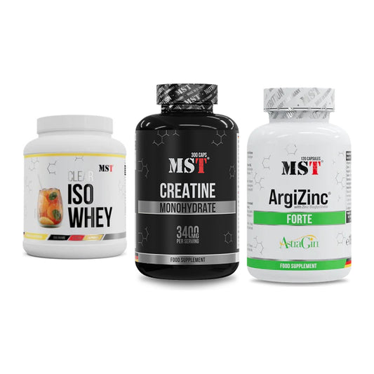 MST Marken-Trio: Iso Clear + Creatine Monohydrate + ArgiZinc Forte – alle enthaltenen Artikel