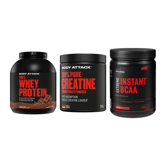 Body Attack Marken-Trio: Attack 100% Whey Protein + 2 weitere – alle enthaltenen Artikel