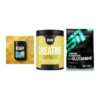 ESN Marken-Trio: ISOCLEAR Whey + Ultrapure Creatine + 1 weitere – alle enthaltenen Artikel