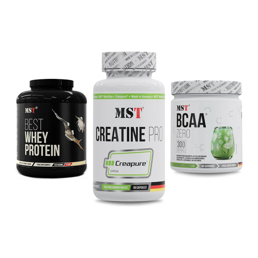 MST Marken-Trio: Best Whey Protein + Creatine Pro CREAPURE + BCAA Zero – alle enthaltenen Artikel