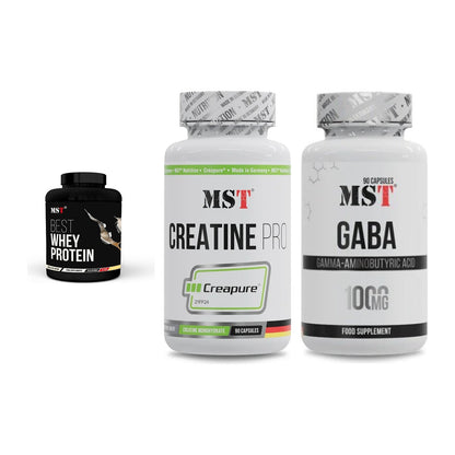 MST Marken-Trio: Best Whey + Creatine Pro + GABA 1000mg – alle enthaltenen Artikel