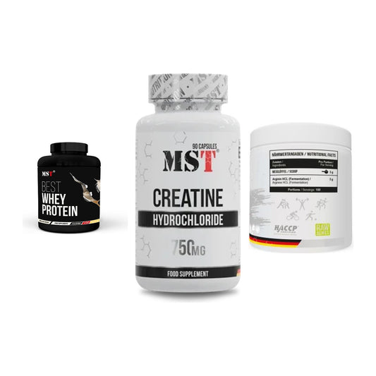 MST Marken-Trio: Best Whey Protein + Creatin HCL + Arginine HCL – alle enthaltenen Artikel