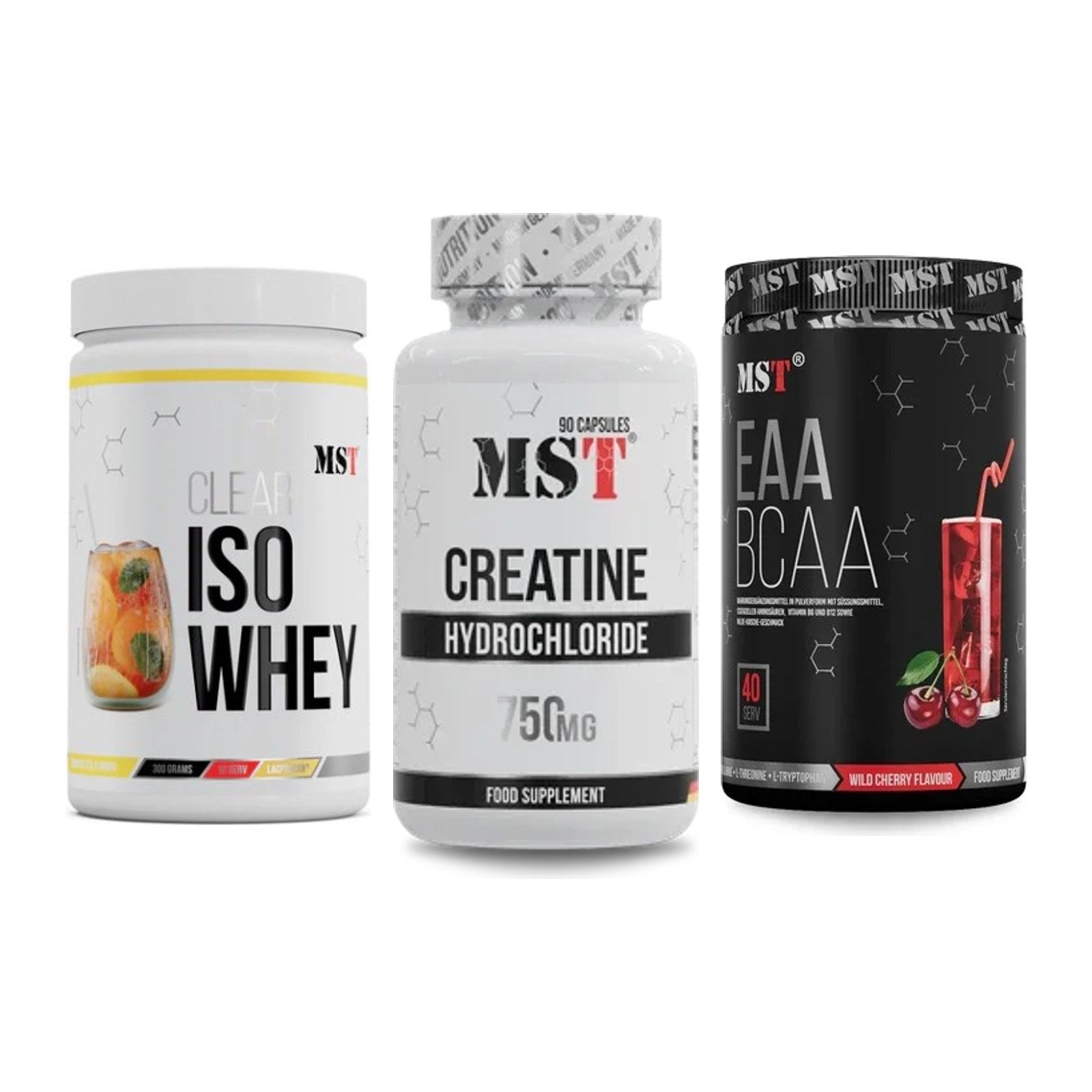 MST Marken-Trio: Iso Clear + Creatin HCL + EAA & BCAA – alle enthaltenen Artikel
