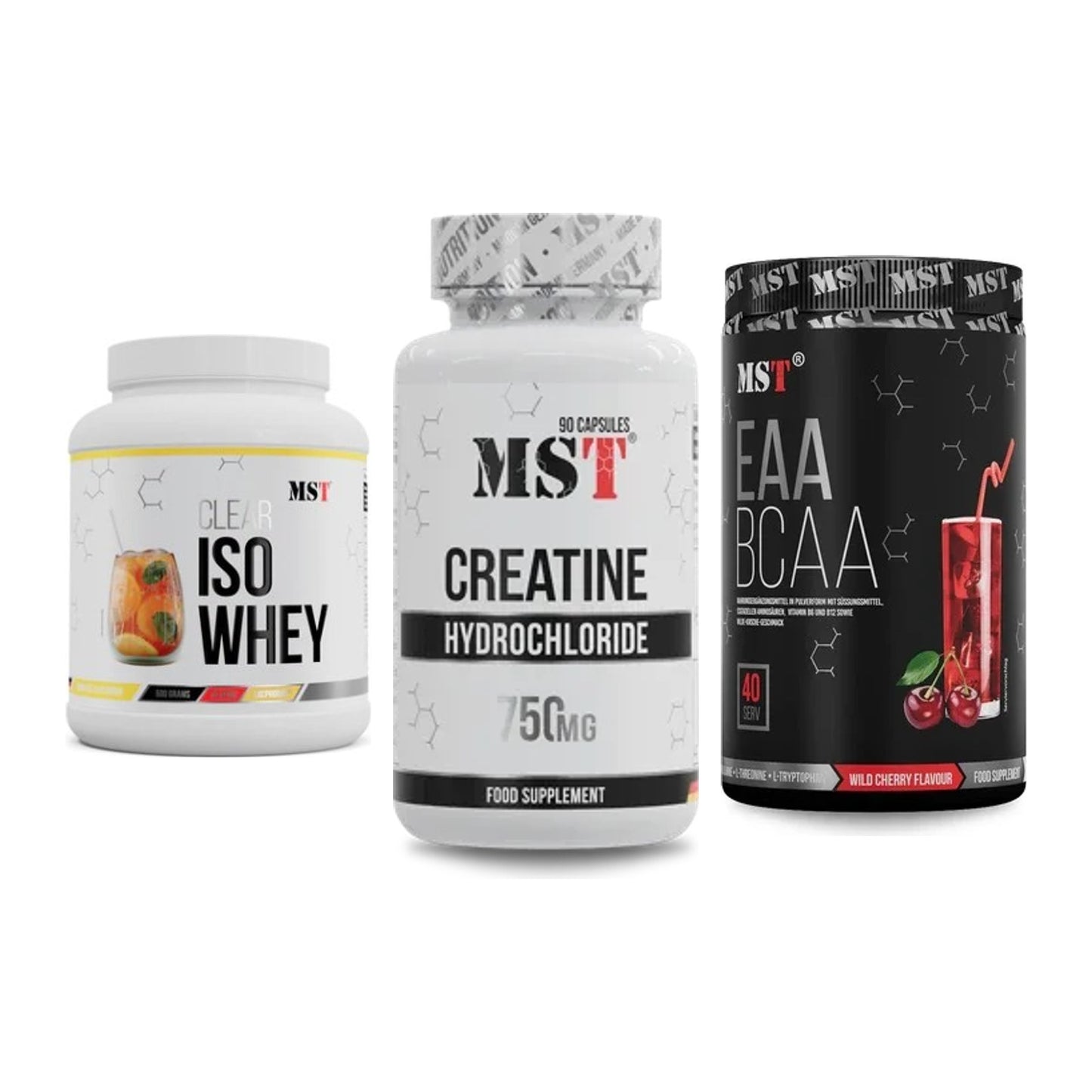 MST Marken-Trio: Iso Clear + Creatin HCL + EAA & BCAA – alle enthaltenen Artikel