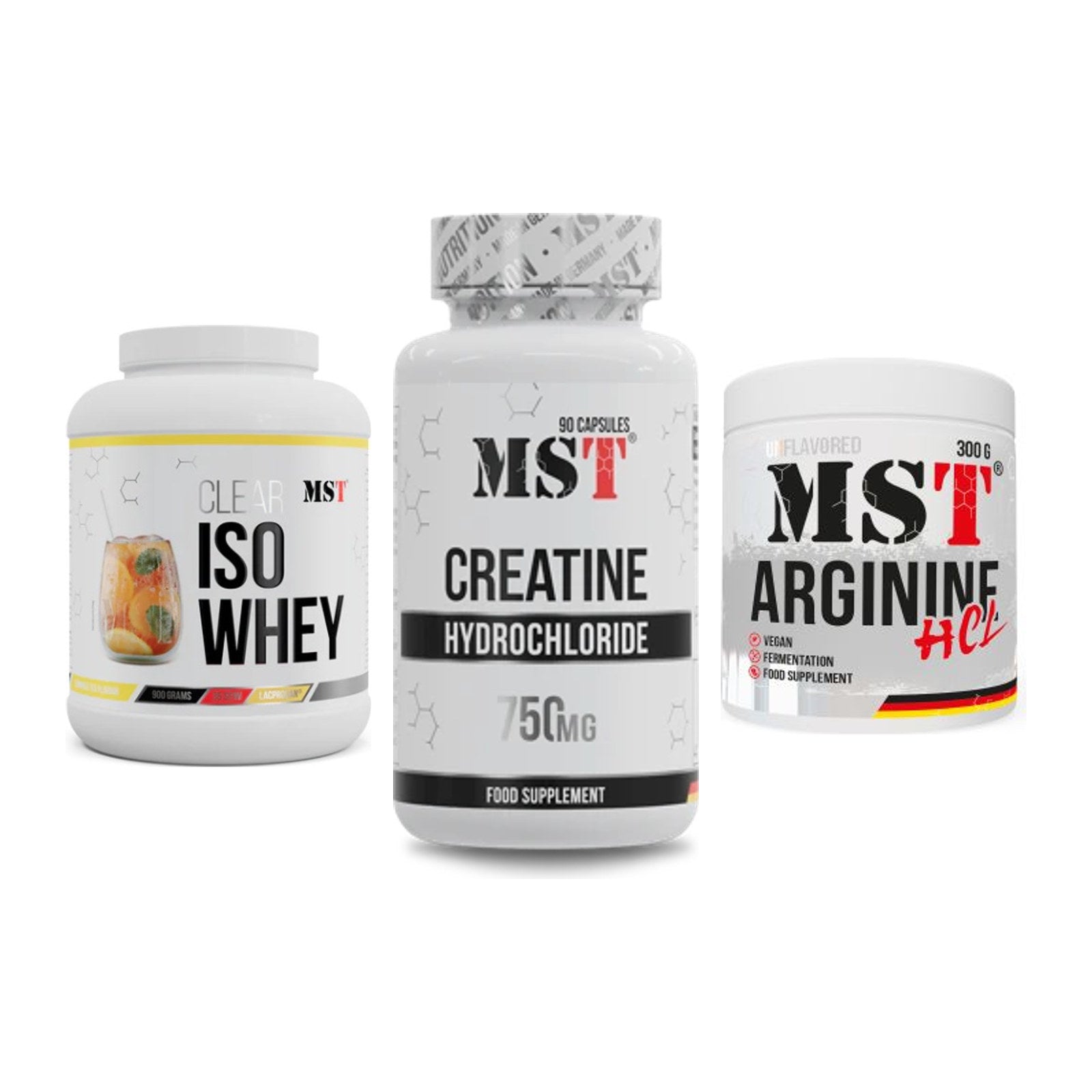 MST Marken-Trio: Iso Clear + Creatin HCL + Arginine HCL – alle enthaltenen Artikel
