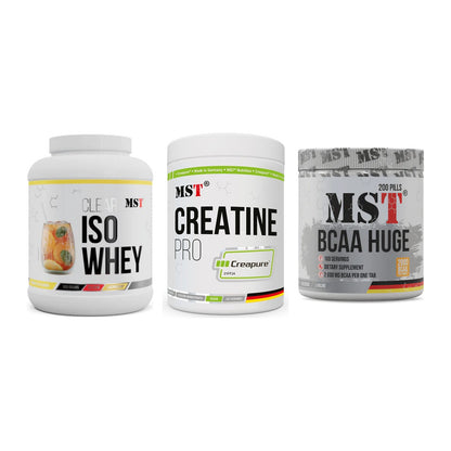 MST Marken-Trio: Iso Clear + Creatin Pro + BCAA Huge 200 – alle enthaltenen Artikel