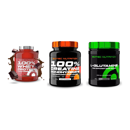 Scitec Nutrition Marken-Trio: 100% Whey + Creatine + 1 weitere – alle enthaltenen Artikel