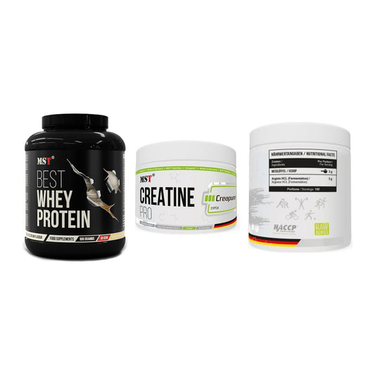 MST Marken-Trio: Best Whey + Creatin Pro + Arginine HCL – alle enthaltenen Artikel