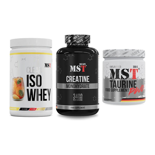 MST Marken-Trio: Iso Clear + Creatine Monohydrate + Taurine – alle enthaltenen Artikel