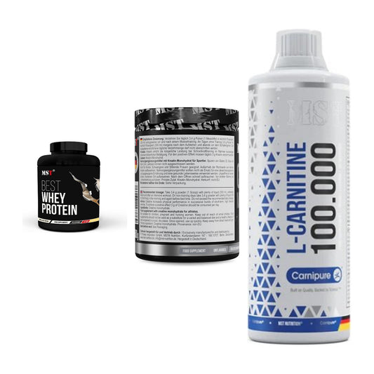 MST Marken-Trio: Best Whey + Creatin Monohyd + L-Carnitine – alle enthaltenen Artikel