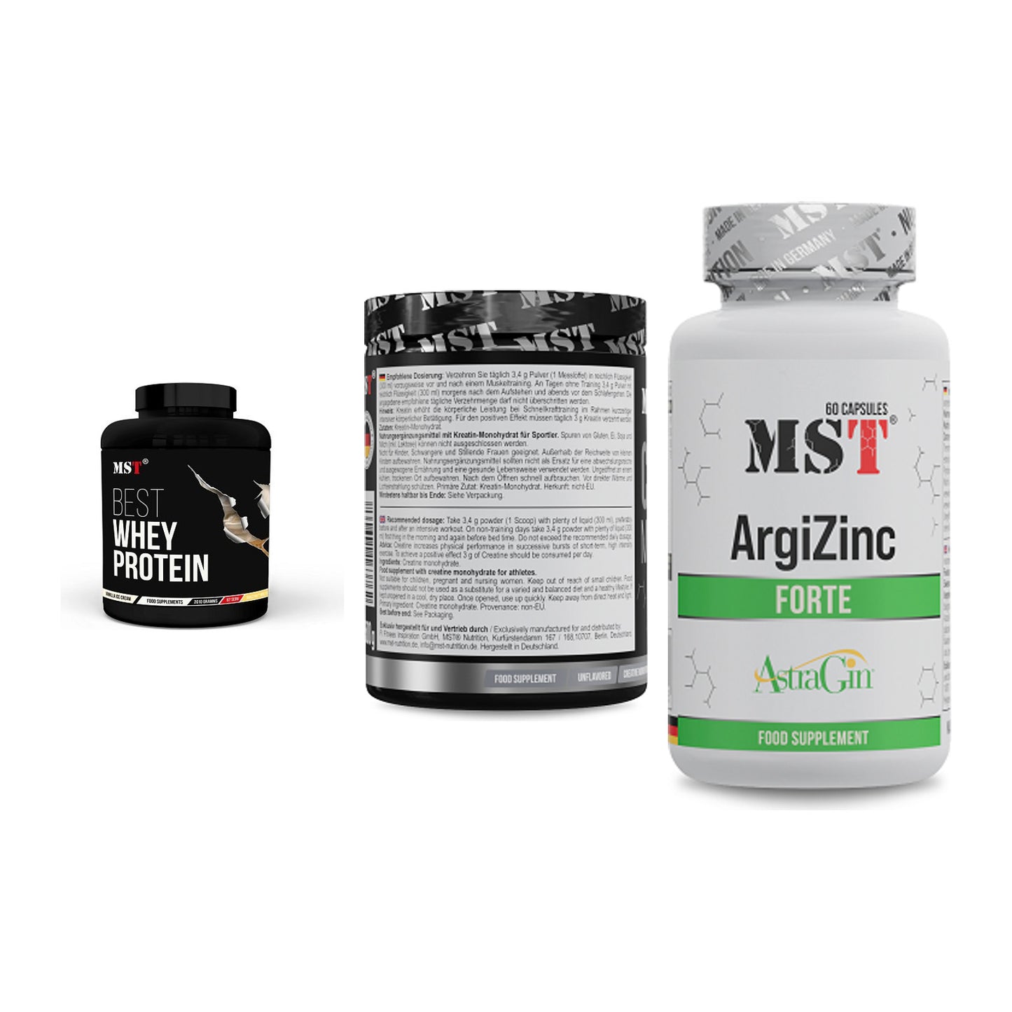 MST Marken-Trio: Best Whey + Creatin Monohyd + ArgiZinc Forte – alle enthaltenen Artikel