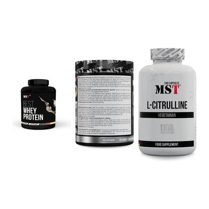 MST Marken-Trio: Best Whey Protein + Creatin Monohydrate + Citrulline – alle enthaltenen Artikel