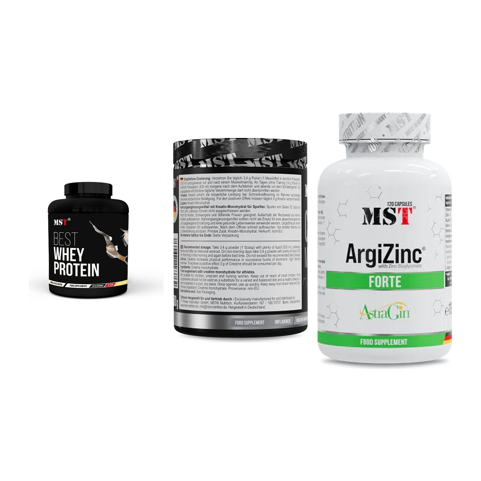 MST Marken-Trio: Best Whey + Creatin Monohyd + ArgiZinc Forte – alle enthaltenen Artikel