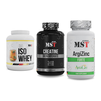 MST Marken-Trio: Iso Clear 900g + Creatine + ArgiZinc Forte – alle enthaltenen Artikel
