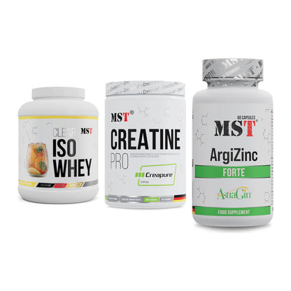 MST Marken-Trio: Iso Clear + Creatin Pro CREAPURE + ArgiZinc Forte – alle enthaltenen Artikel