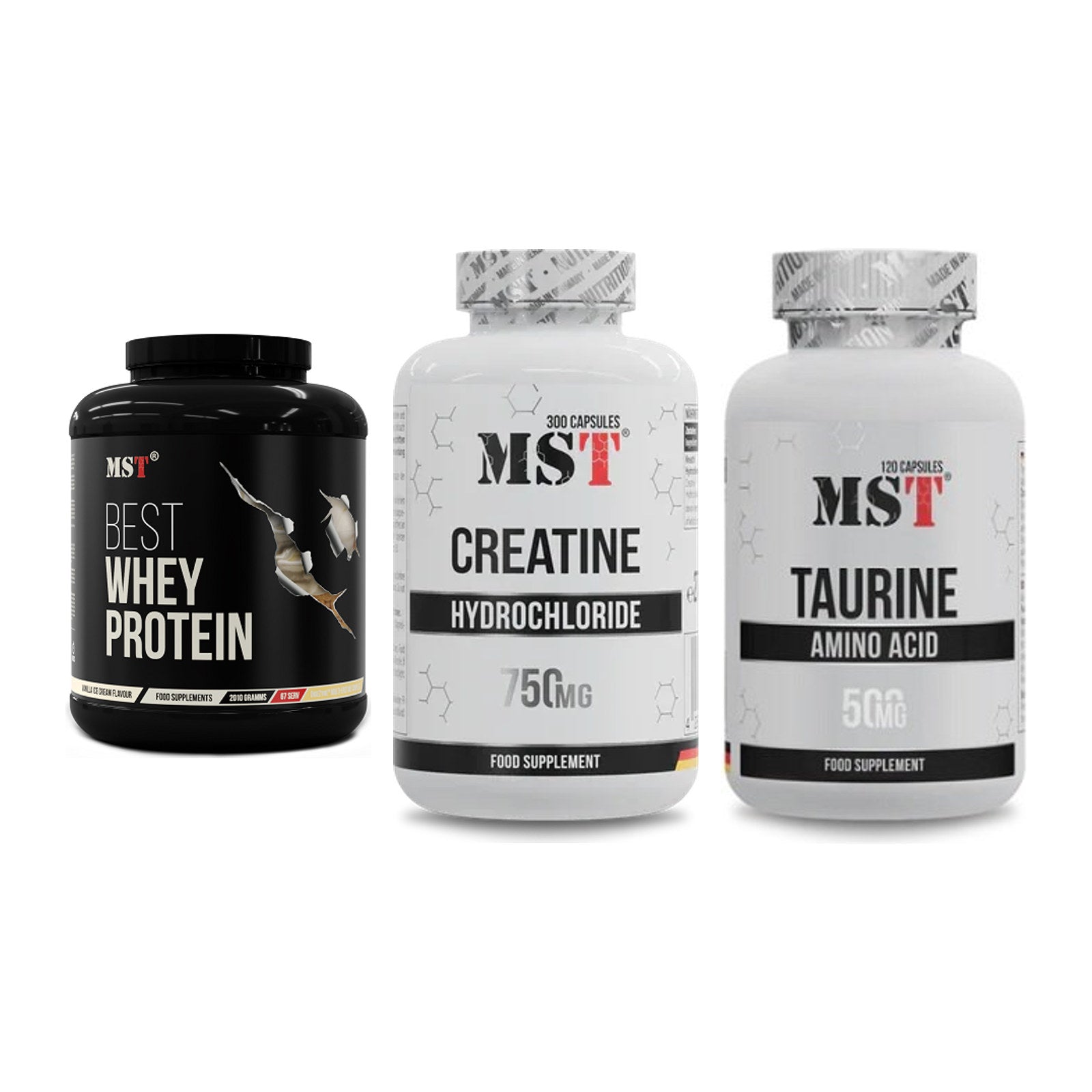 MST Marken-Trio: Best Whey + Creatine HCL + Taurine – alle enthaltenen Artikel