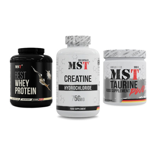 MST Marken-Trio: Best Whey + Creatine HCL + Taurine – alle enthaltenen Artikel