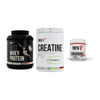 MST Marken-Trio: Best Whey + Creatin Pro + Arginine RAW – alle enthaltenen Artikel