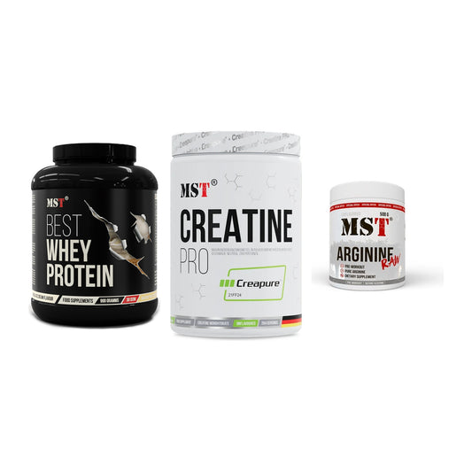 MST Marken-Trio: Best Whey + Creatin Pro + Arginine RAW – alle enthaltenen Artikel