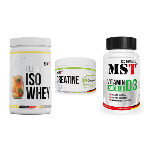 MST Marken-Trio: Iso Clear + Creatin Pro + Vitamin D3 – alle enthaltenen Artikel