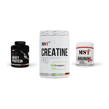 MST Marken-Trio: Best Whey + Creatin Pro + Arginine RAW – alle enthaltenen Artikel