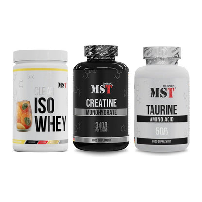 MST Marken-Trio: Iso Clear + Creatine Monohydrate + Taurine – alle enthaltenen Artikel