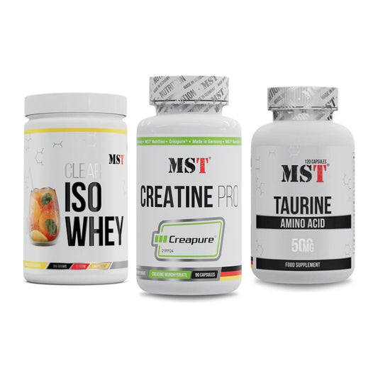 MST Marken-Trio: Iso Clear + Creatine Pro CREAPURE + Taurine – alle enthaltenen Artikel
