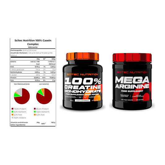 Scitec Nutrition Marken-Trio: Casein Compl + Creatine + 1 weitere – alle enthaltenen Artikel
