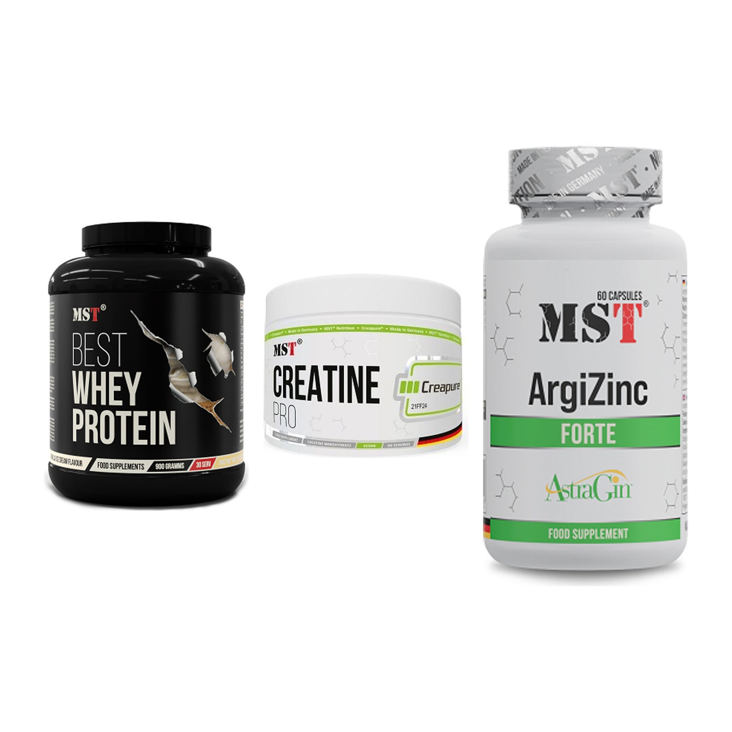 MST Marken-Trio: Best Whey + Creatin Pro + ArgiZinc Forte – alle enthaltenen Artikel