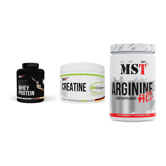 MST Marken-Trio: Best Whey + Creatin Pro + Arginine HCL – alle enthaltenen Artikel