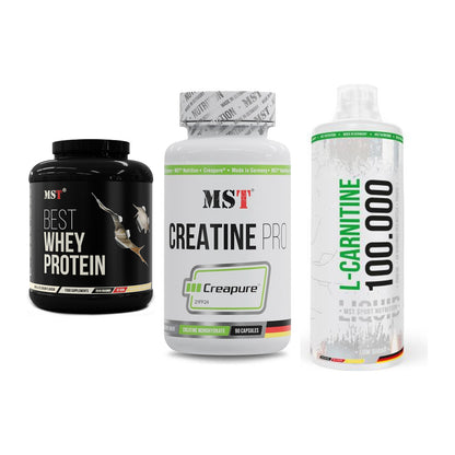 MST Marken-Trio: Best Whey + Creatine Pro + L-Carnitine – alle enthaltenen Artikel