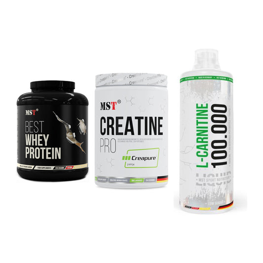 MST Marken-Trio: Best Whey + Creatin Pro + L-Carnitine – alle enthaltenen Artikel