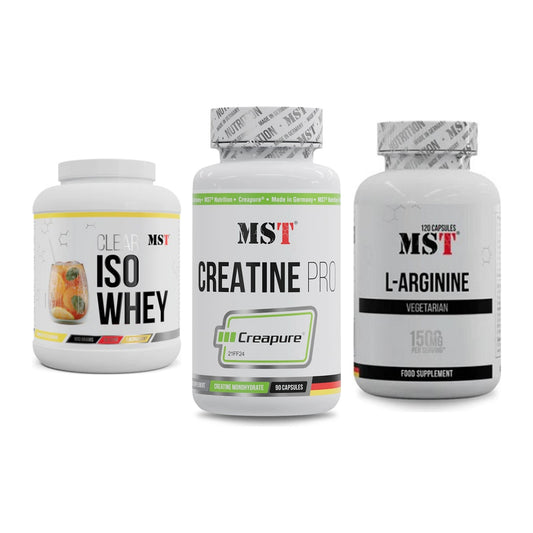 MST Marken-Trio: Iso Clear + Creatine Pro + L-Arginine 120 – alle enthaltenen Artikel