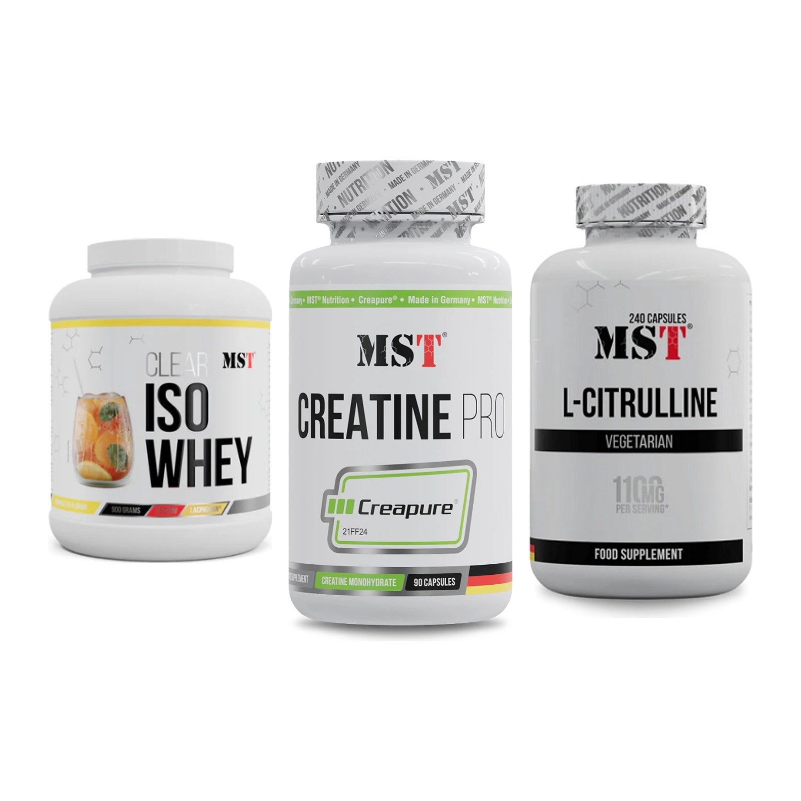 MST Marken-Trio: Iso Clear + Creatine Pro CREAPURE + Citrulline – alle enthaltenen Artikel