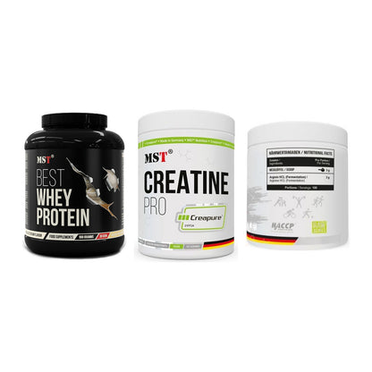MST Marken-Trio: Best Whey + Creatin Pro + Arginine HCL – alle enthaltenen Artikel