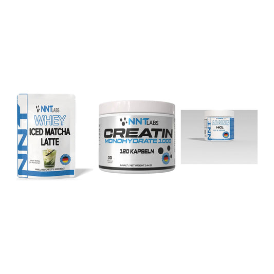 NNT Labs Marken-Trio: Whey ICED + Creatin 1000 + Arginin – alle enthaltenen Artikel