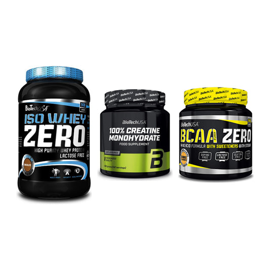 BioTech USA Marken-Trio: Iso Whey Zero + Creatine + BCAA Zero – alle enthaltenen Artikel