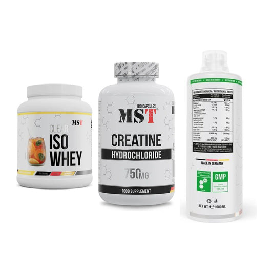 MST Marken-Trio: Iso Clear + Creatine HCL + L-Carnitine – alle enthaltenen Artikel